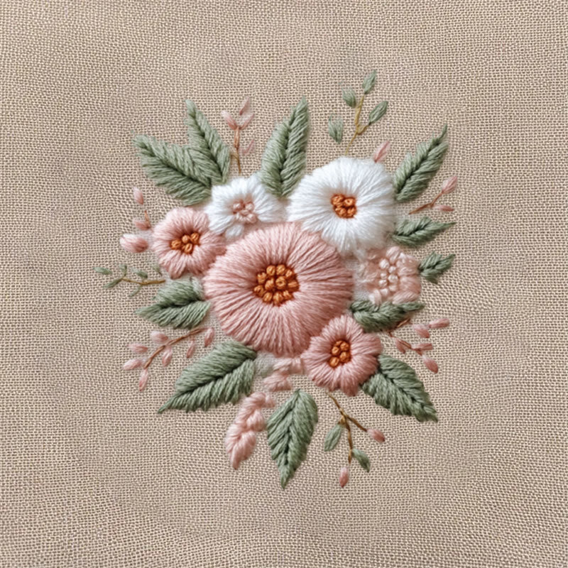 Rubbyoo Embroidery Kit - Pink And White Flower |  Diy Handmade Gifts - image 9