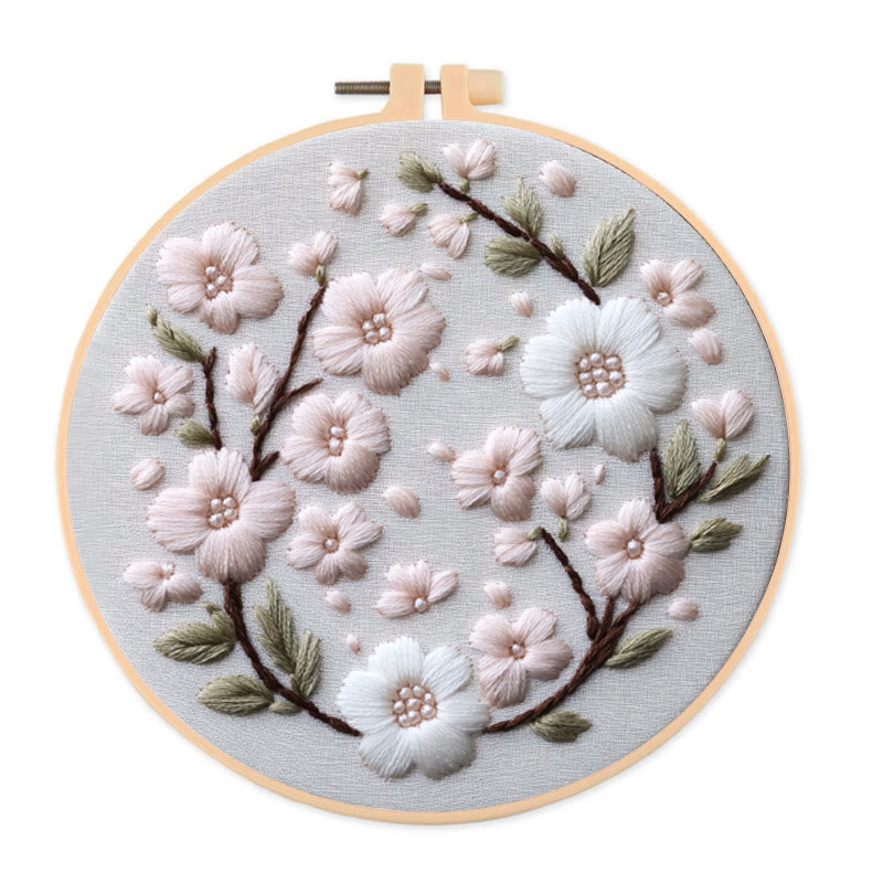 Rubbyoo Embroidery Kit - Pink Cherry Blossom | Diy Craft Gifts - 20*20cm - image 0