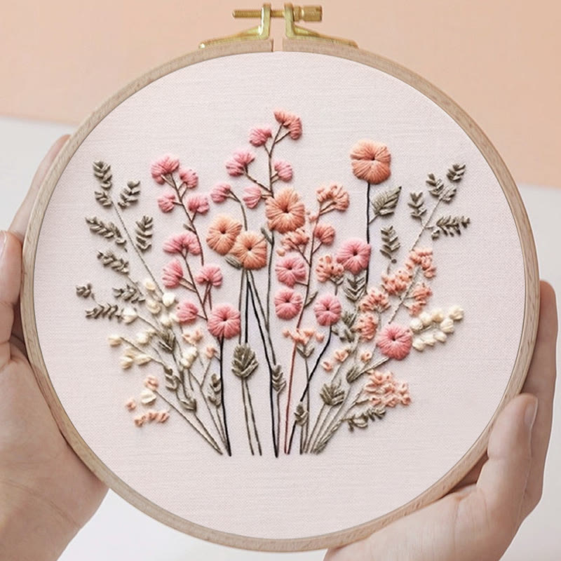 Rubbyoo Embroidery Kit - Pink Wildflowers | Floral | Diy Handmake Gifts - image 3