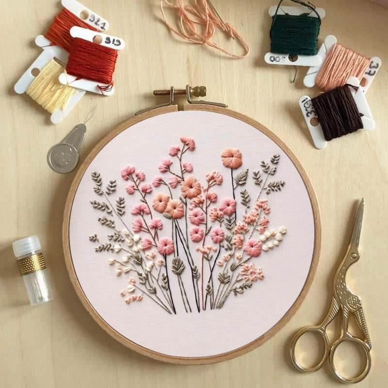 Rubbyoo Embroidery Kit - Pink Wildflowers | Floral | Diy Handmake Gifts - image 7