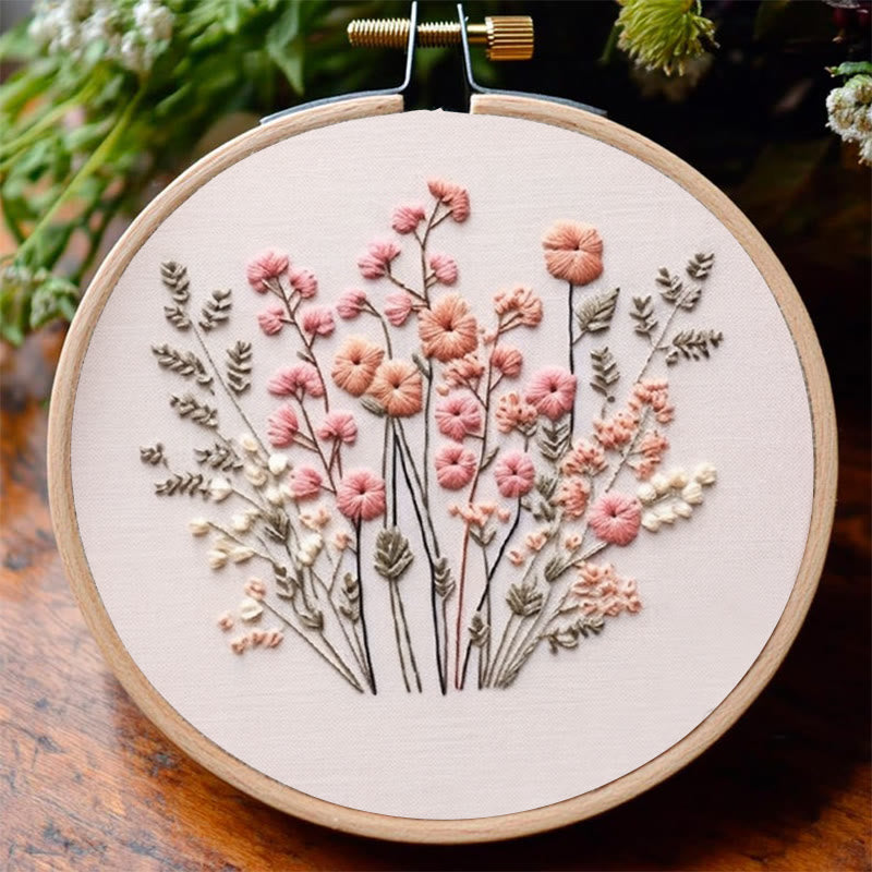 Rubbyoo Embroidery Kit - Pink Wildflowers | Floral | Diy Handmake Gifts - image 4