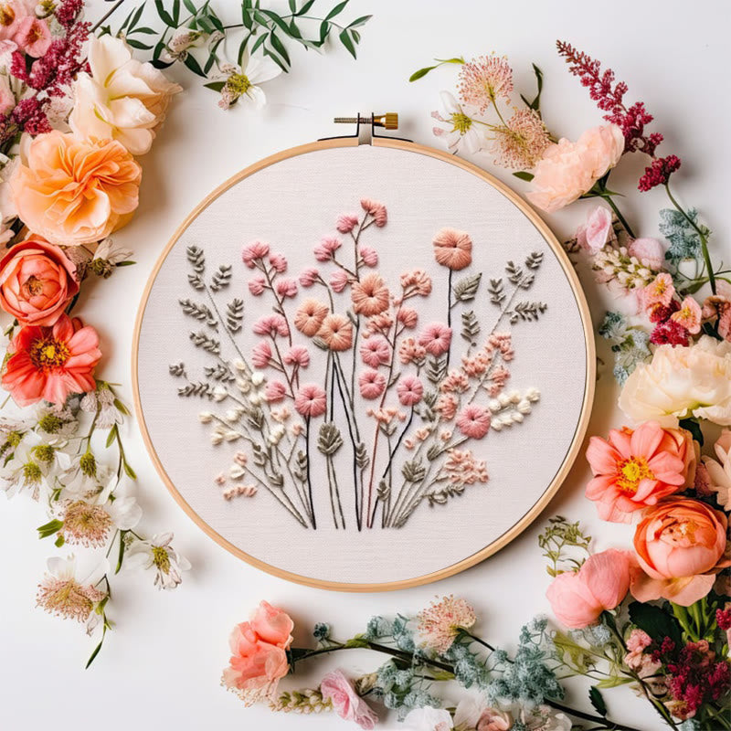 Rubbyoo Embroidery Kit - Pink Wildflowers | Floral | Diy Handmake Gifts - image 6