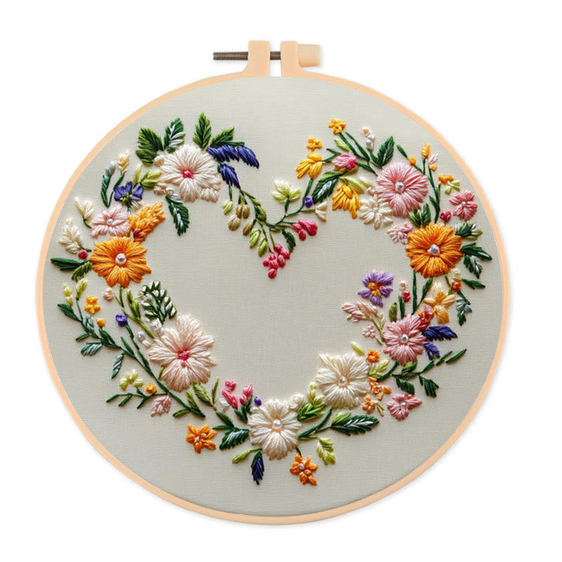 Rubbyoo Embroidery Kit - Heart Wreath | Diy Needlework Craft - 20*20cm - image 0