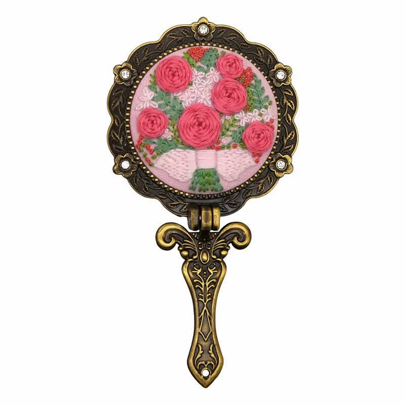 Needle kit Handheld Mirror | Floral Embroidered Compact Mirror | Great gift for your loved one - image 4
