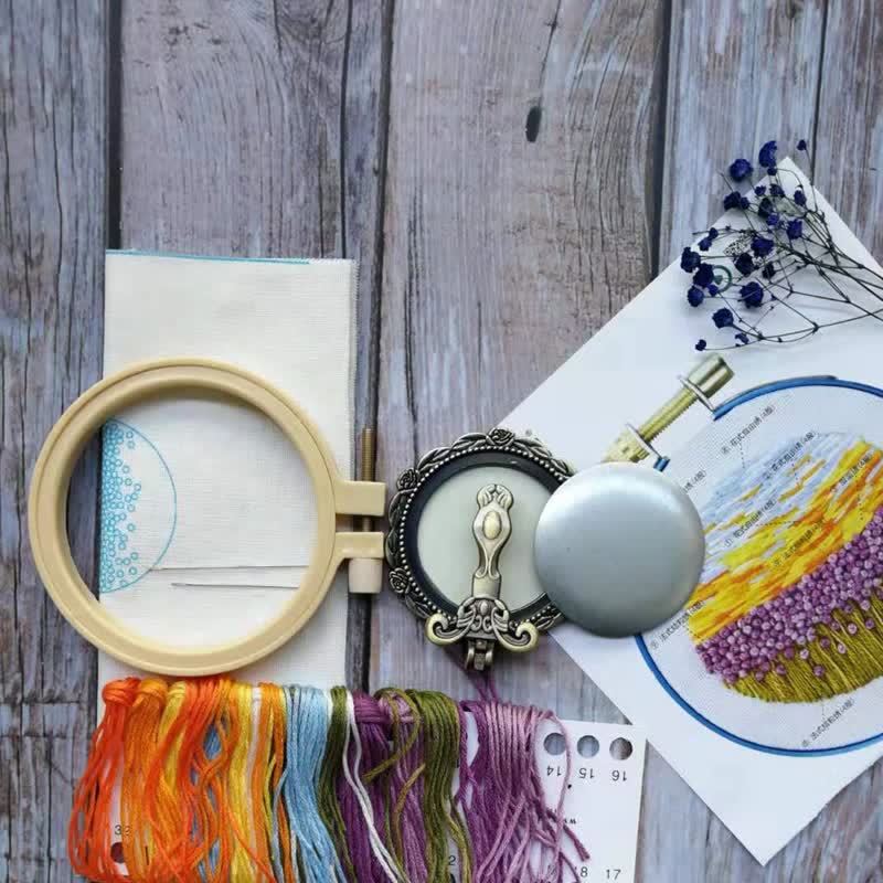 Needle kit Handheld Mirror | Floral Embroidered Compact Mirror | Great gift for your loved one - image 5