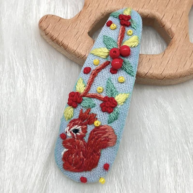 Embroidered hair clip DIY handmade material bag hair accessory headpiece - image 7