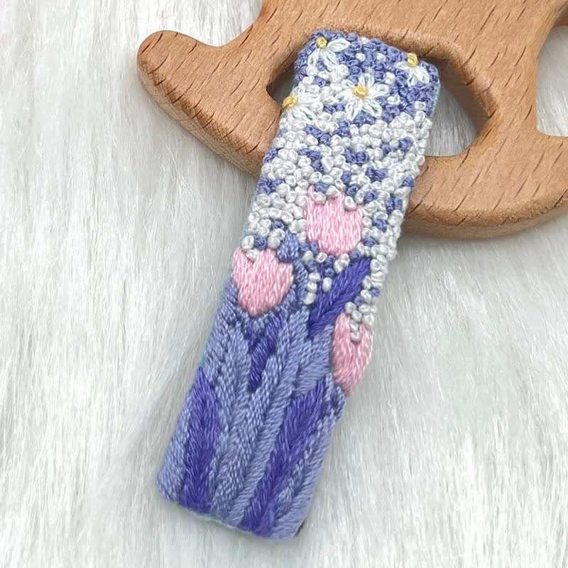 Embroidered hair clip DIY handmade material bag hair accessory headpiece - image 9