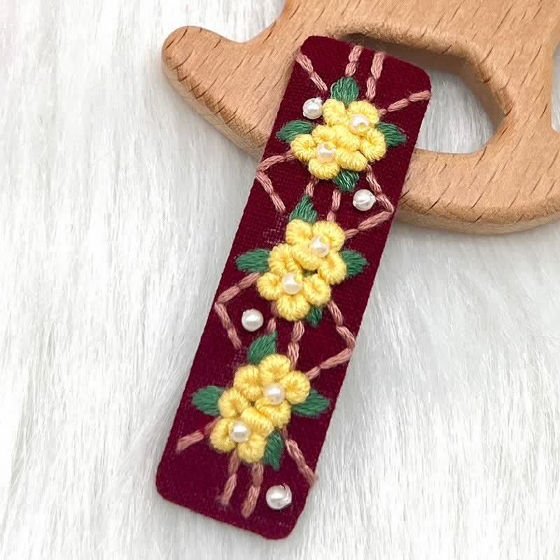 Embroidered hair clip DIY handmade material bag hair accessory headpiece - image 4