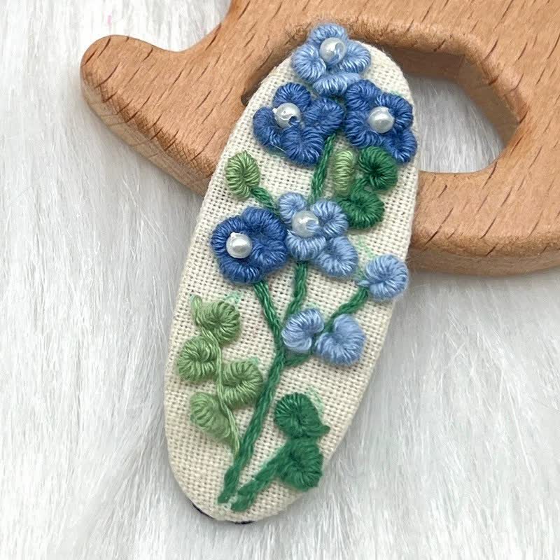 Embroidered hair clip DIY handmade material bag hair accessory headpiece - image 14