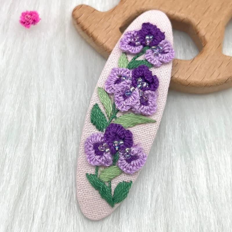 Embroidered hair clip DIY handmade material bag hair accessory headpiece - image 6