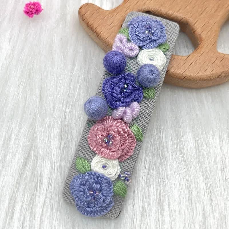Embroidered hair clip DIY handmade material bag hair accessory headpiece - image 10