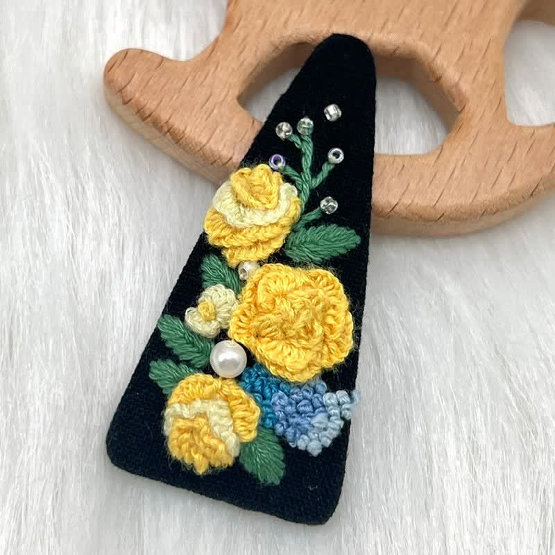 Embroidered hair clip DIY handmade material bag hair accessory headpiece - image 5