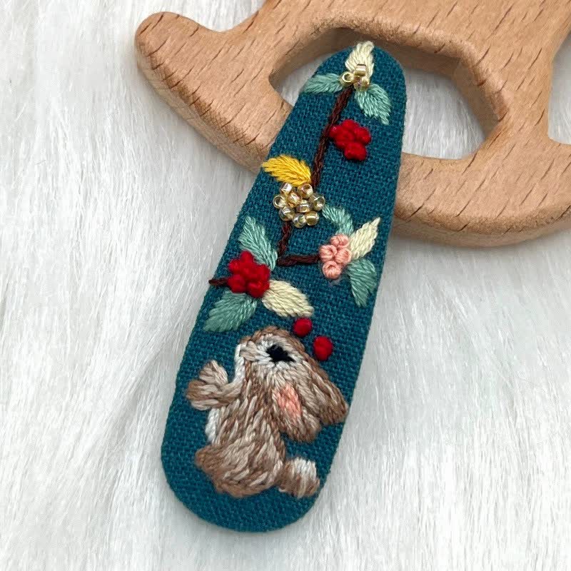 Embroidered hair clip DIY handmade material bag hair accessory headpiece - image 16