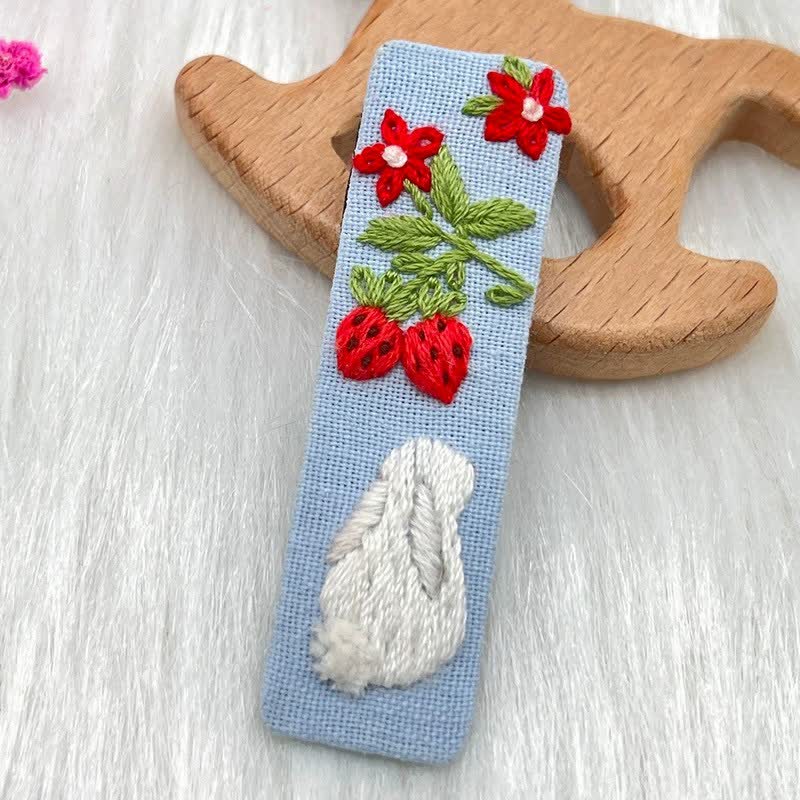 Embroidered hair clip DIY handmade material bag hair accessory headpiece - image 13