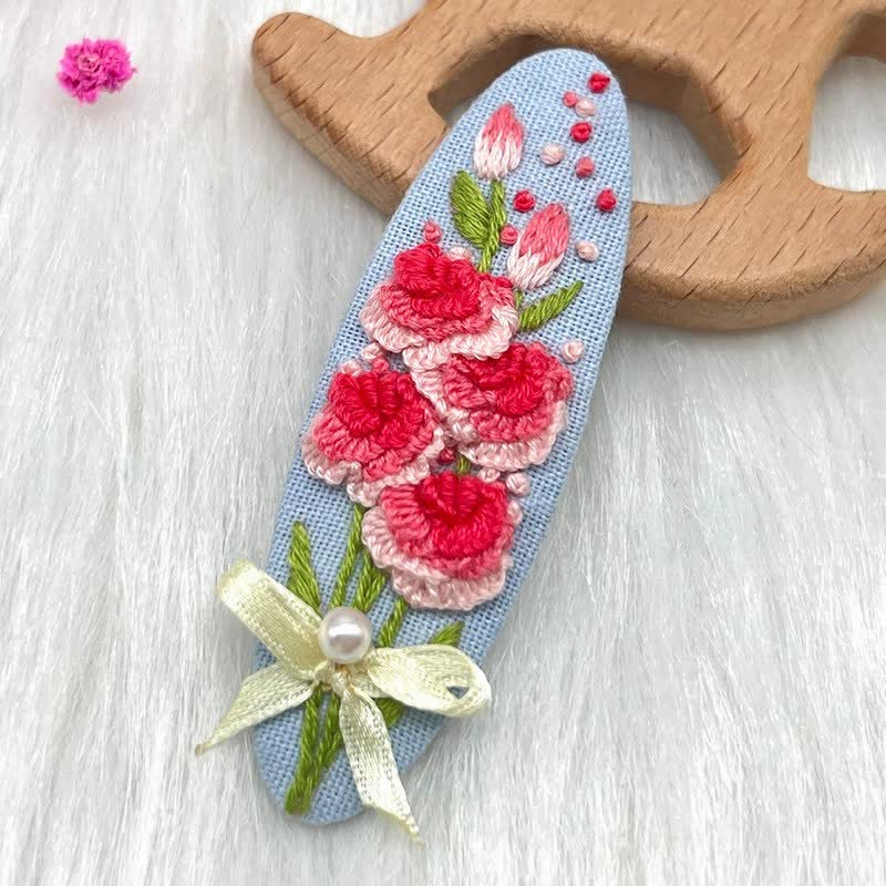 Embroidered hair clip DIY handmade material bag hair accessory headpiece - image 3
