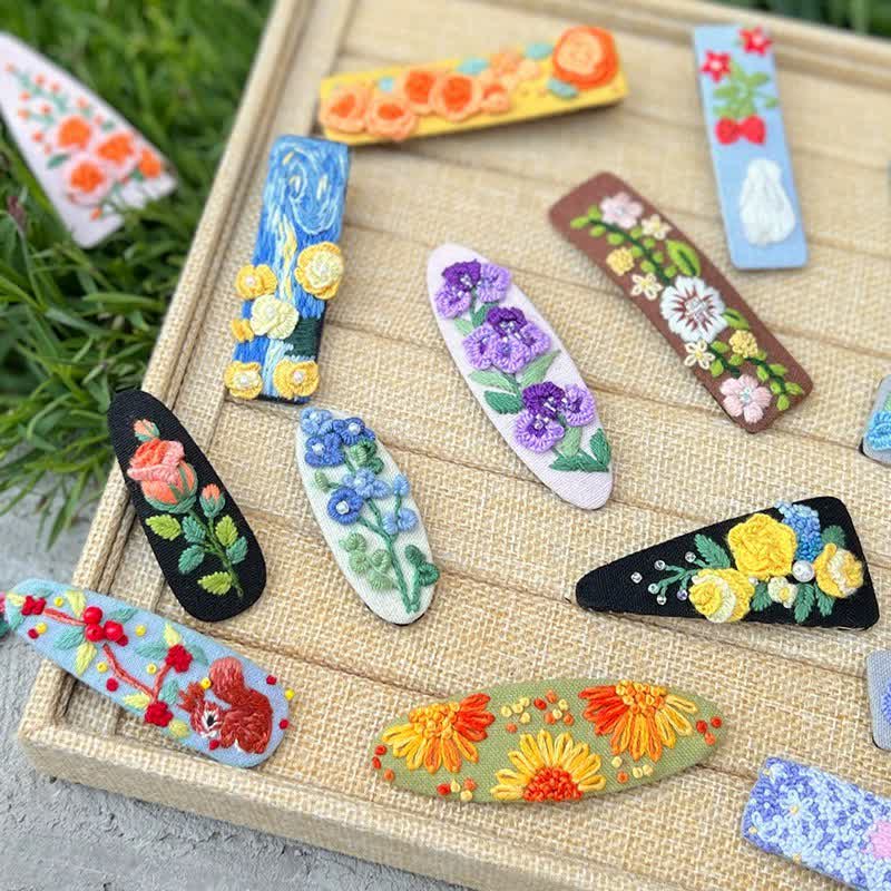 Embroidered hair clip DIY handmade material bag hair accessory headpiece - image 1