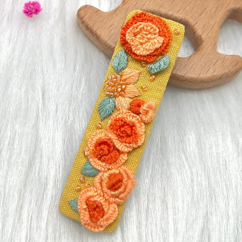 Embroidered hair clip DIY handmade material bag hair accessory headpiece - image 18