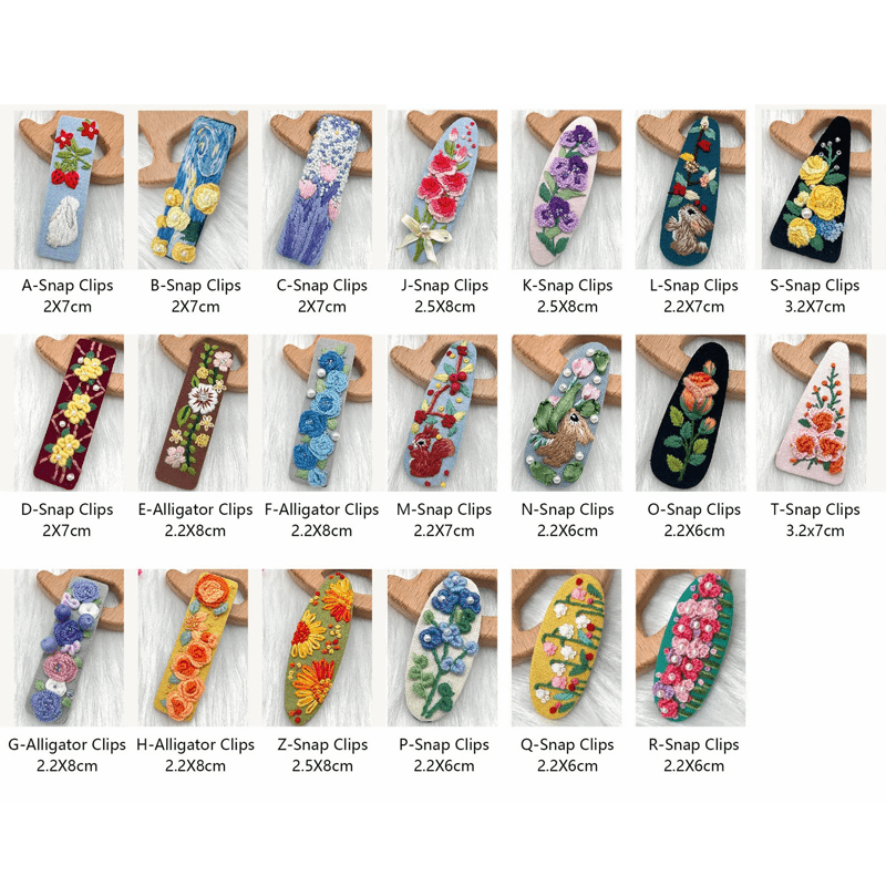 Embroidered hair clip DIY handmade material bag hair accessory headpiece - T - image 19