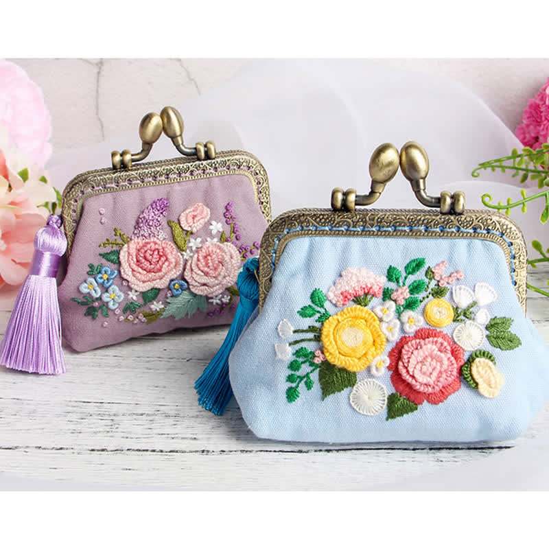 Embroidery Kiss Lock Bag Kit| Embroidered Coin Purse| Gift for Mom - image 7