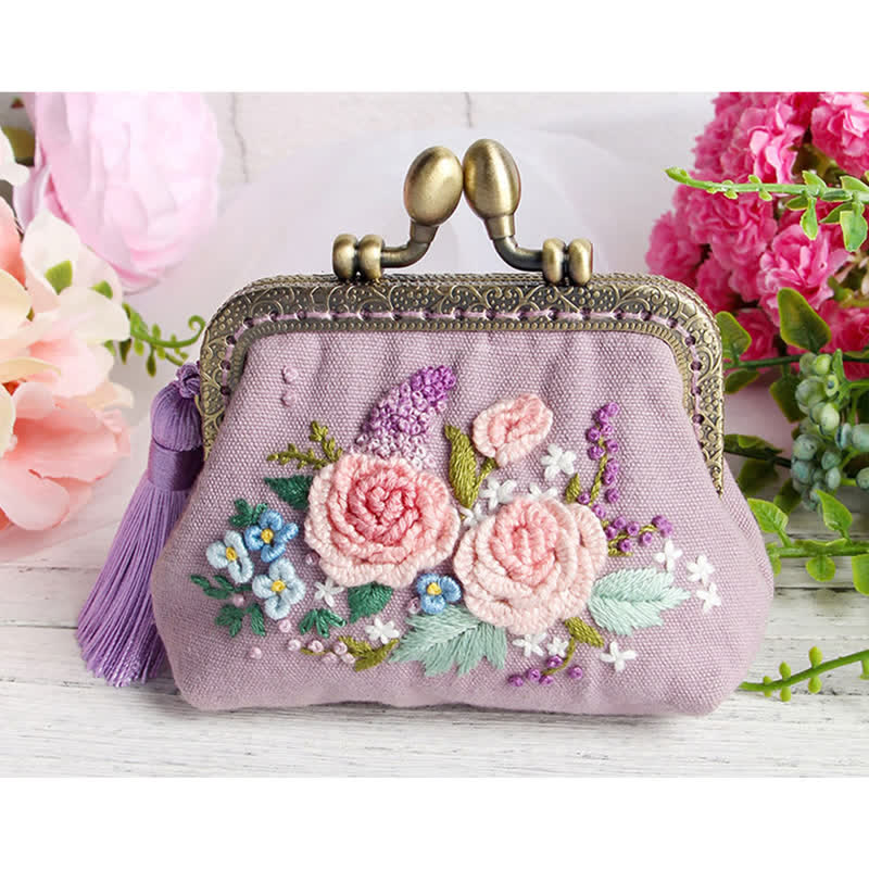 Embroidery Kiss Lock Bag Kit| Embroidered Coin Purse| Gift for Mom - image 3