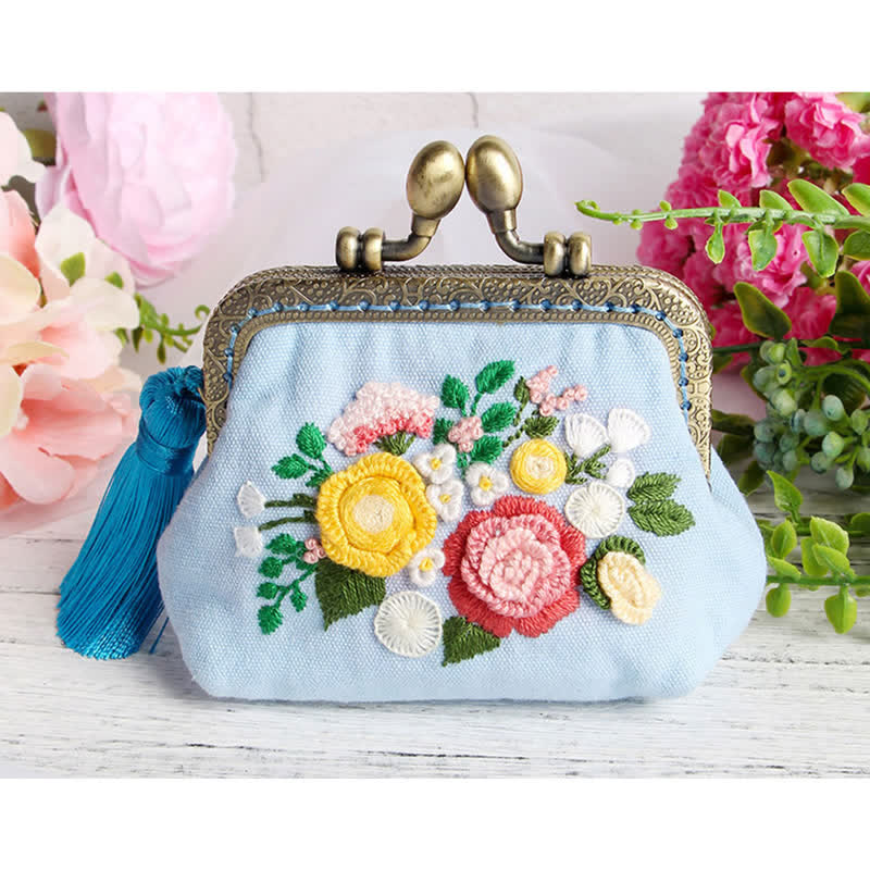 Embroidery Kiss Lock Bag Kit| Embroidered Coin Purse| Gift for Mom - image 6