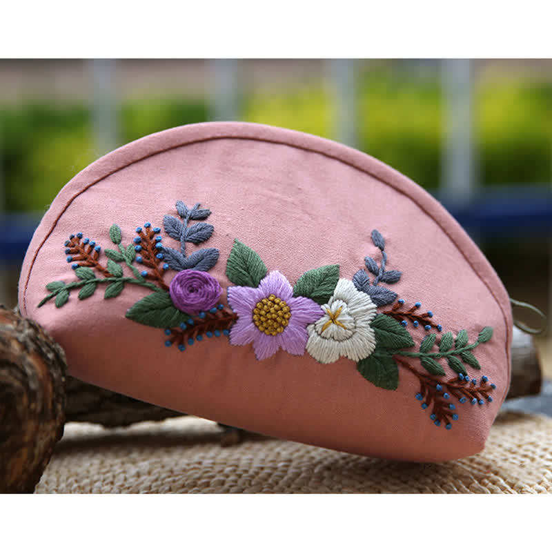 Hand embroidery Cosmetic Bag Kit| Coin Purse Needlework DIY Kit - E - image 5