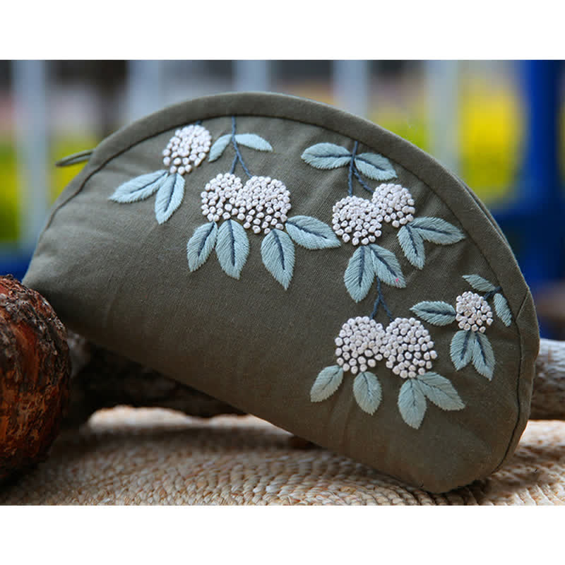 Hand embroidery Cosmetic Bag Kit| Coin Purse Needlework DIY Kit - A - image 1