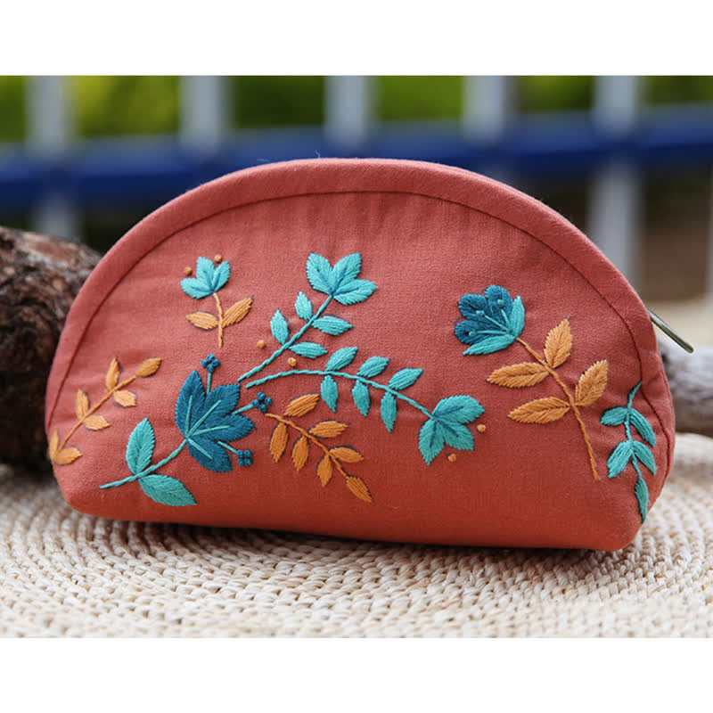 Hand embroidery Cosmetic Bag Kit| Coin Purse Needlework DIY Kit - D - image 4