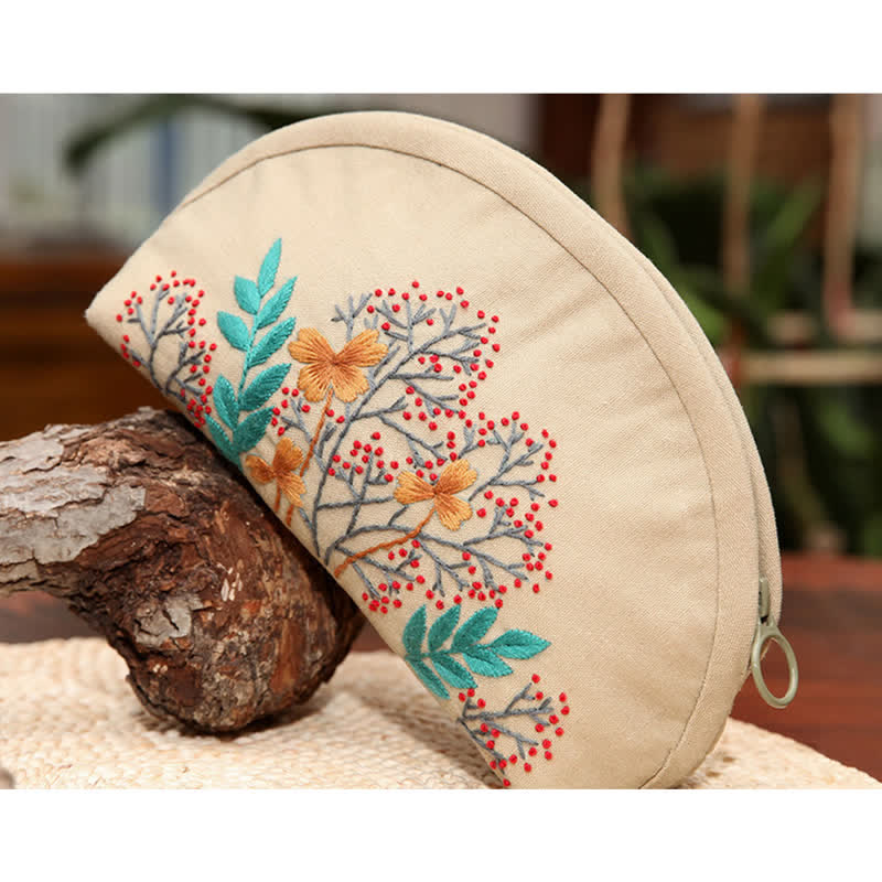 Hand embroidery Cosmetic Bag Kit| Coin Purse Needlework DIY Kit - B - image 2