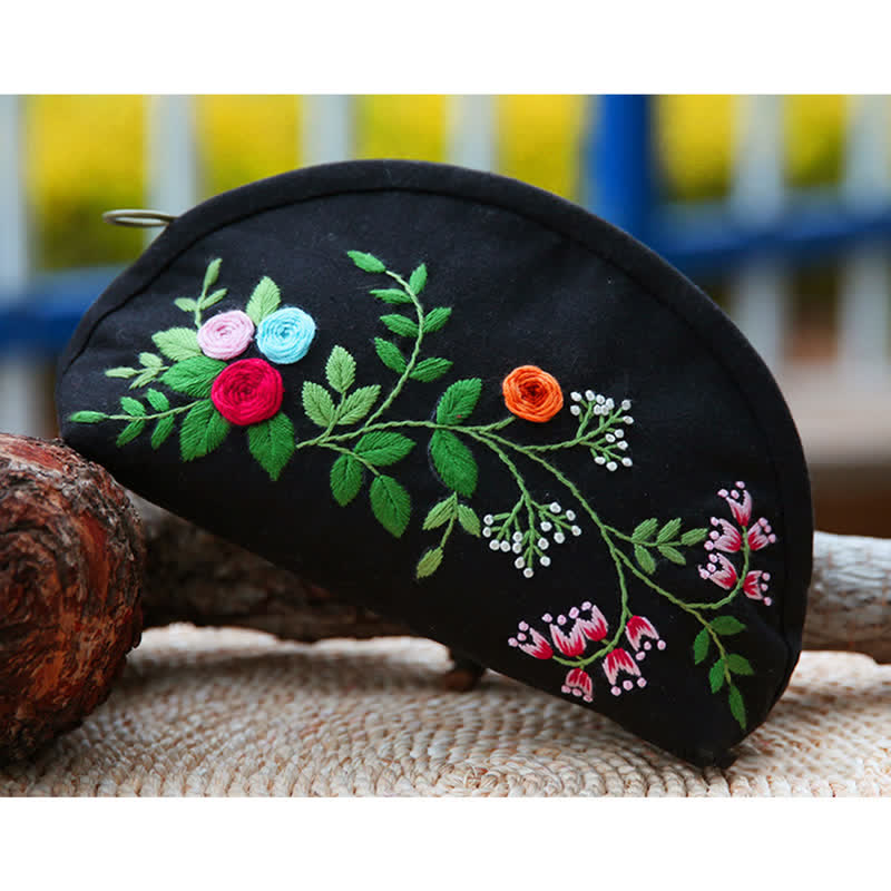 Hand embroidery Cosmetic Bag Kit| Coin Purse Needlework DIY Kit - C - image 3