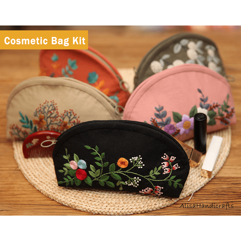 Hand embroidery Cosmetic Bag Kit| Coin Purse Needlework DIY Kit - image 0