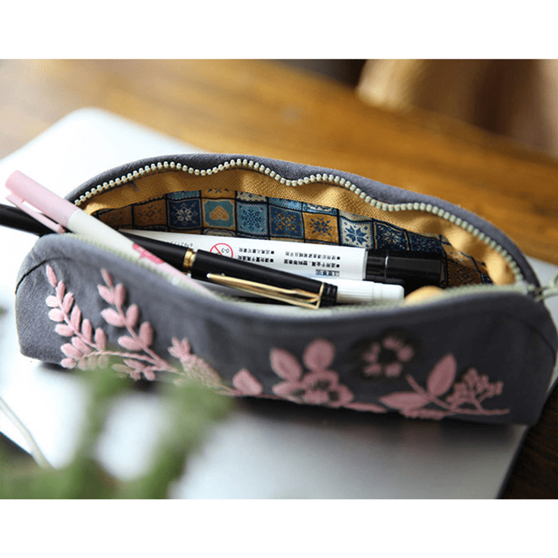 Beginner Hand Embroidery Pencil Case with Embroidery Flower Kit| Sew Stationery Organizer - image 3