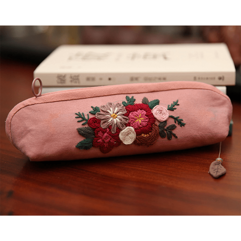 Beginner Hand Embroidery Pencil Case with Embroidery Flower Kit| Sew Stationery Organizer - image 5
