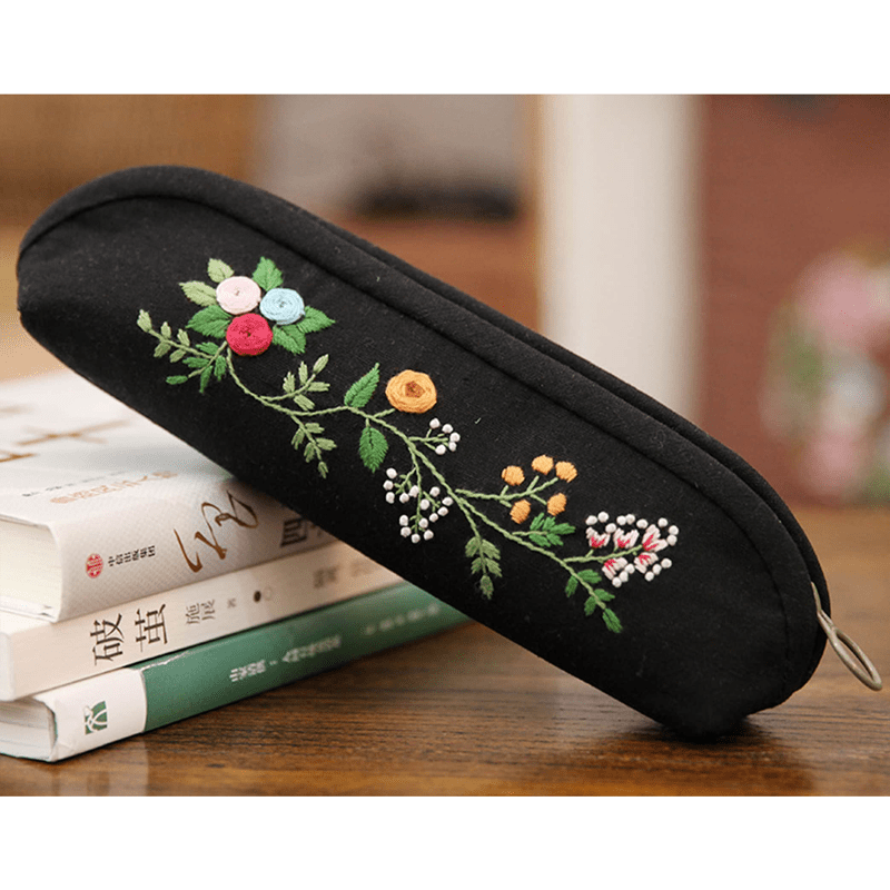 Beginner Hand Embroidery Pencil Case with Embroidery Flower Kit| Sew Stationery Organizer - image 4