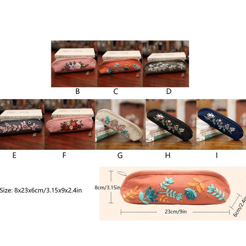 Beginner Hand Embroidery Pencil Case with Embroidery Flower Kit| Sew Stationery Organizer - I - image 6