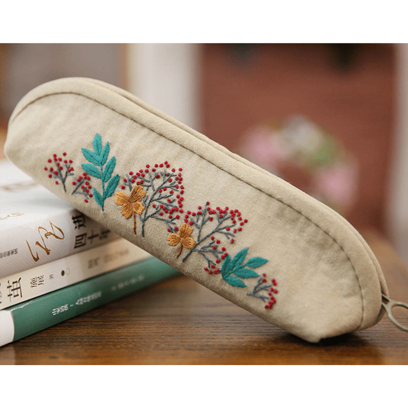 Beginner Hand Embroidery Pencil Case with Embroidery Flower Kit| Sew Stationery Organizer - image 7