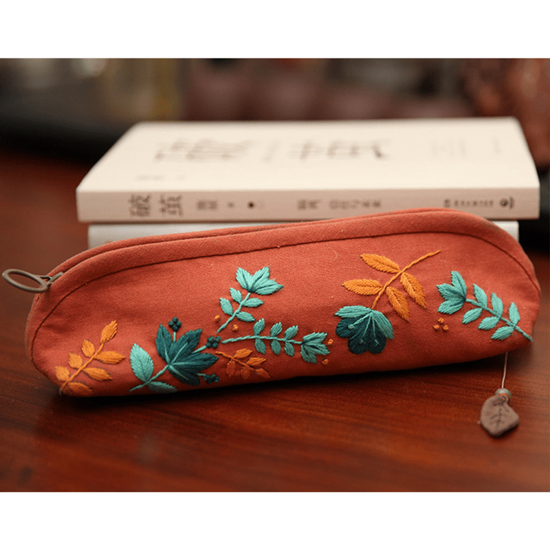 Beginner Hand Embroidery Pencil Case with Embroidery Flower Kit| Sew Stationery Organizer - image 1
