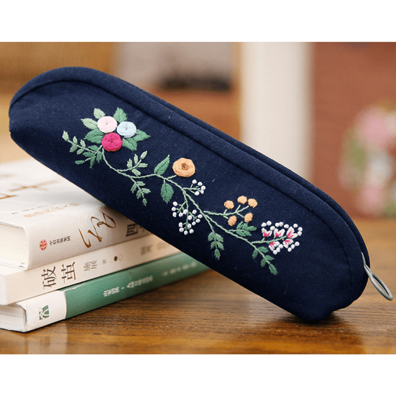 Beginner Hand Embroidery Pencil Case with Embroidery Flower Kit| Sew Stationery Organizer - image 8