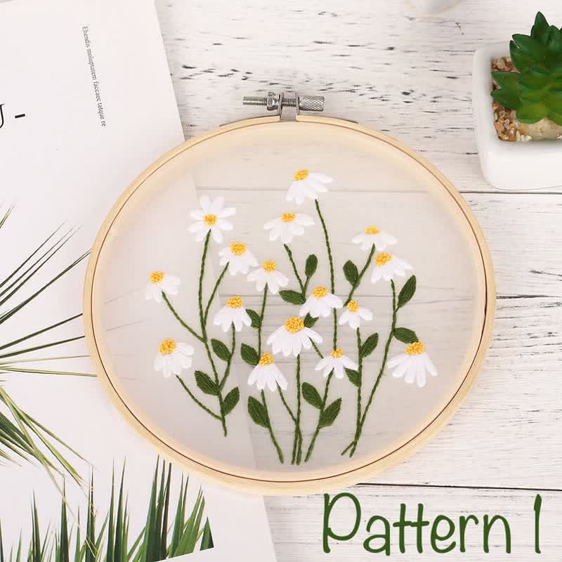 Beginner Embroidery kit| Needlepoint, DIY Craft Kit for adult - Pattern1 - image 1
