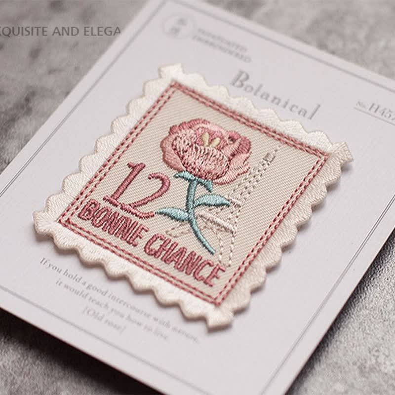 Vintage Embroidered Flower Patches Iron on Sew On| Patch France Stamps Applique - image 2
