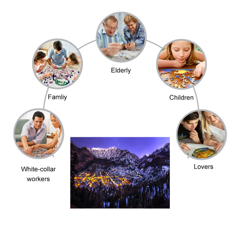 Mountain Towns With Milky Way - Wooden Jigsaw Puzzle - image 8