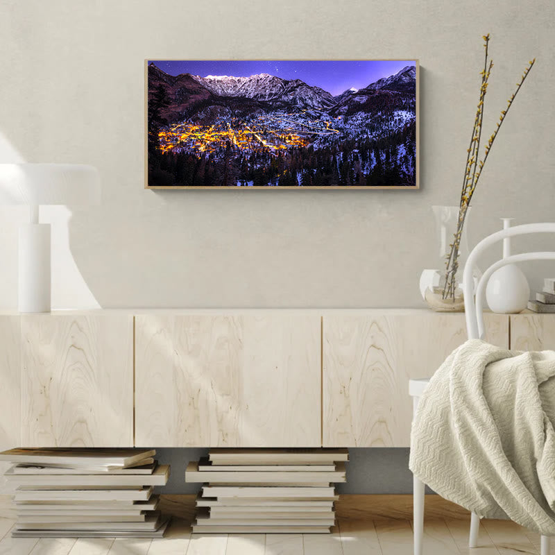 Mountain Towns With Milky Way - Wooden Jigsaw Puzzle - image 3