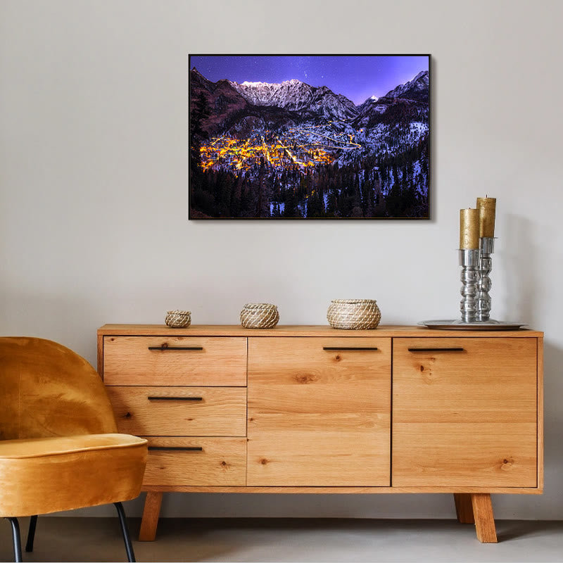 Mountain Towns With Milky Way - Wooden Jigsaw Puzzle - image 4