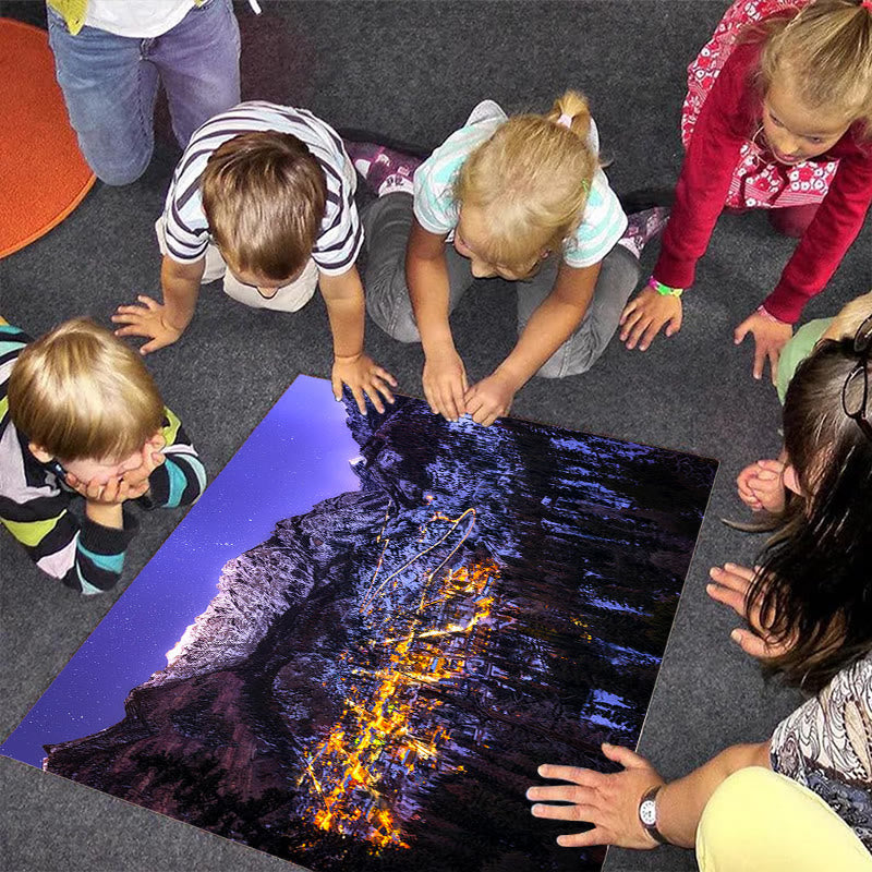 Mountain Towns With Milky Way - Wooden Jigsaw Puzzle - image 1