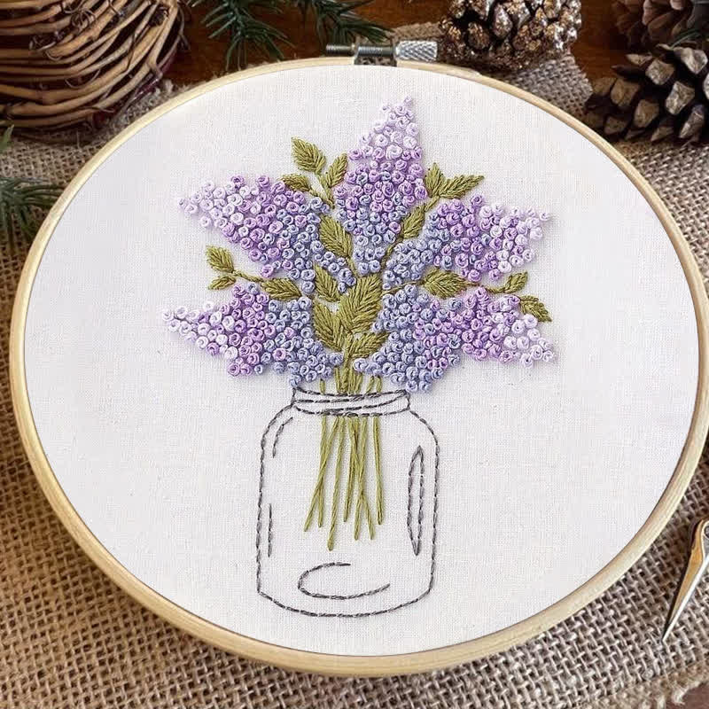 Rubbyoo Embroidery Kit - Purple Lilac Floral | DIY Craft Kit - image 5