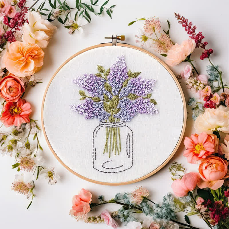 Rubbyoo Embroidery Kit - Purple Lilac Floral | DIY Craft Kit - image 7