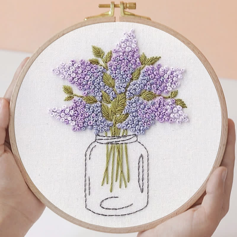 Rubbyoo Embroidery Kit - Purple Lilac Floral | DIY Craft Kit - image 4