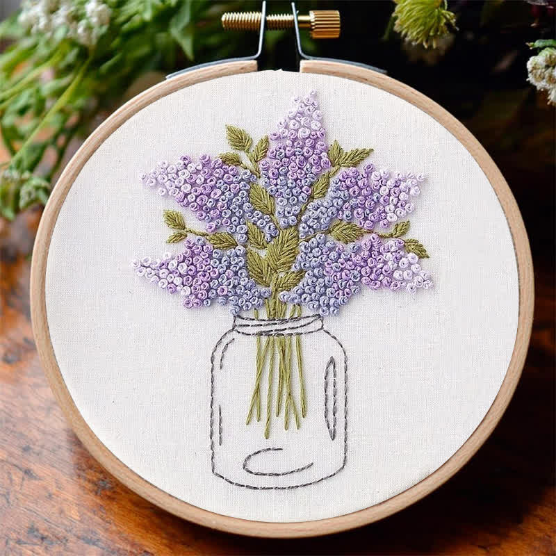 Rubbyoo Embroidery Kit - Purple Lilac Floral | DIY Craft Kit - image 3