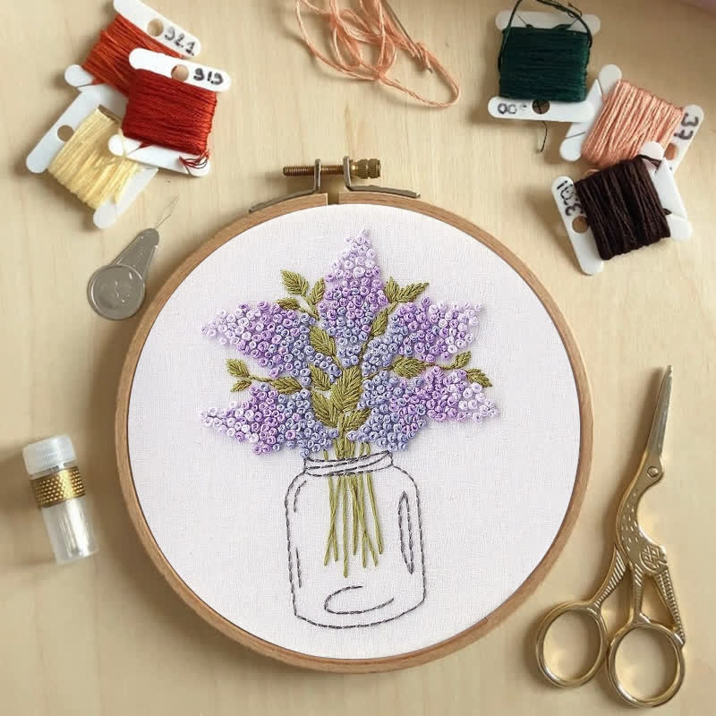 Rubbyoo Embroidery Kit - Purple Lilac Floral | DIY Craft Kit - image 6