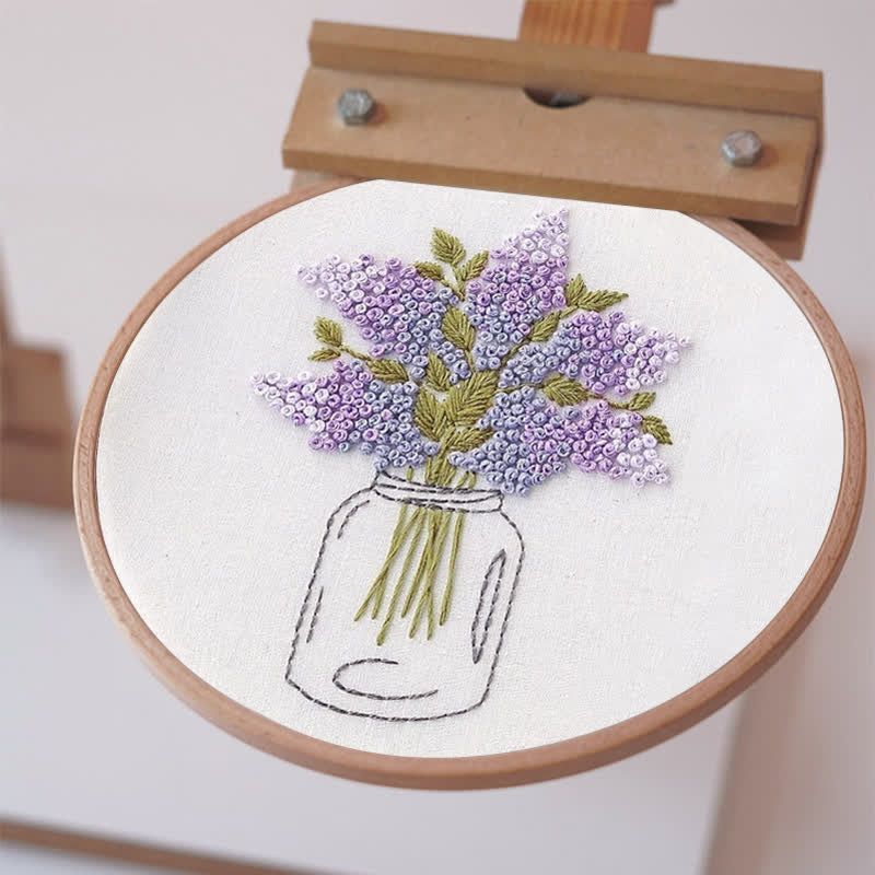 Rubbyoo Embroidery Kit - Purple Lilac Floral | DIY Craft Kit - image 1
